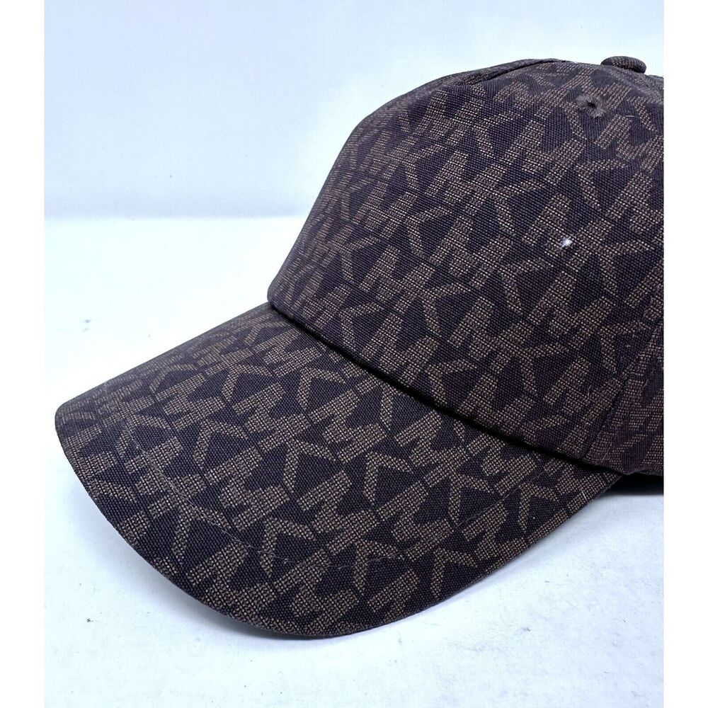 Michael Kors Printed MK Logo Adjustable Baseball Cap Hat Brown 538801c